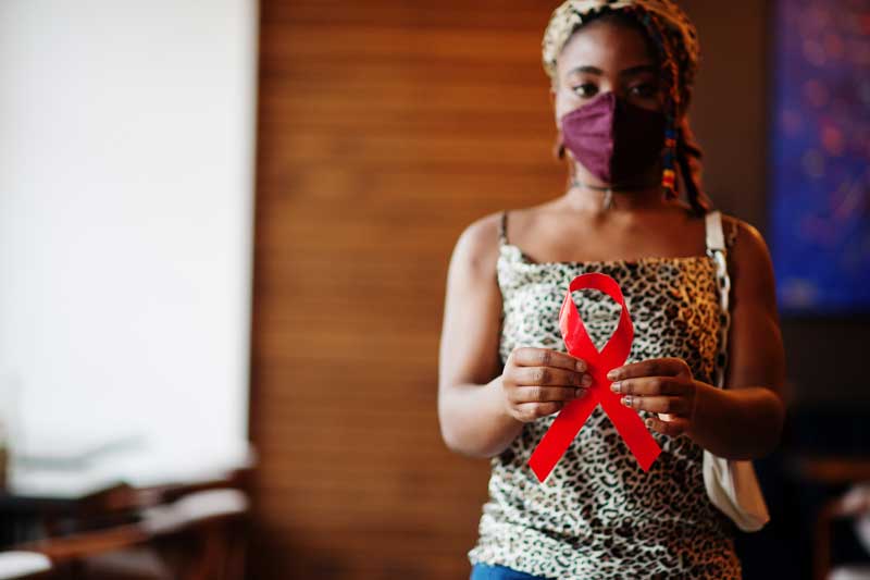 Black woman supporting AIDS prevention and testing